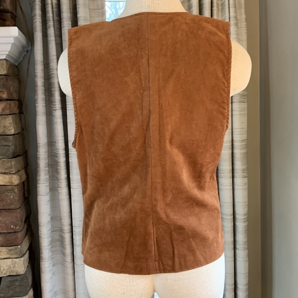 Willowbend sz M suede feel vintage made in USA zip front vest - Picture 3 of 6